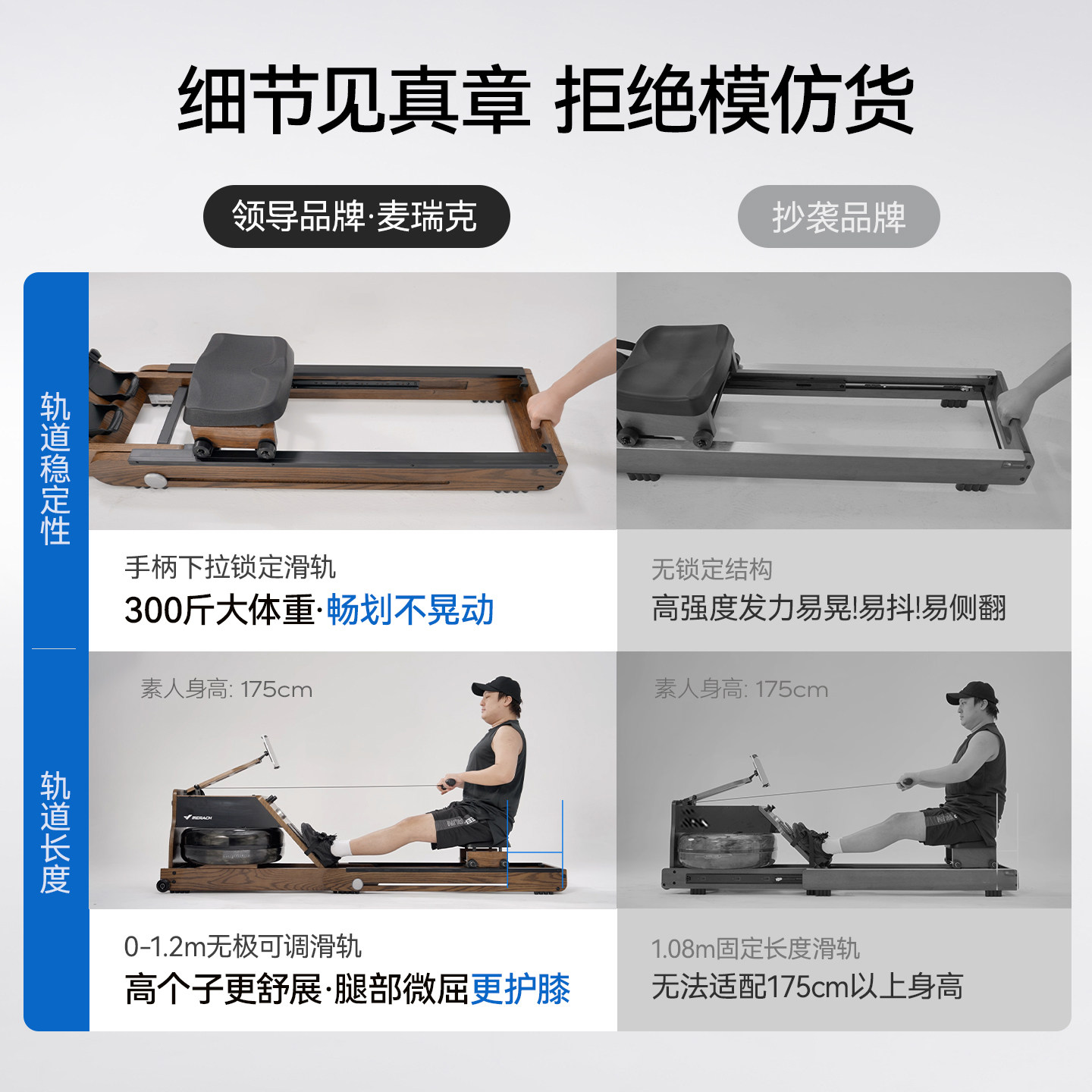 Merrick hydromagnetic double resistance rowing machine 950