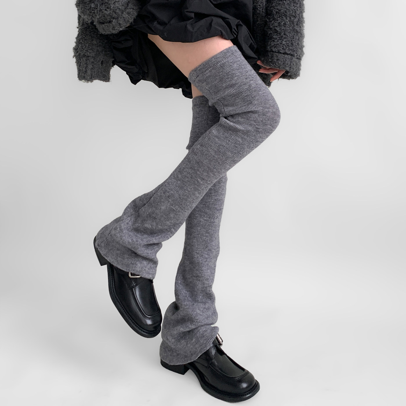 夜间教习室黑色过膝袜套女秋冬阔腿喇叭腿套长筒堆堆袜子显瘦高筒,淘宝优惠券,粉丝福利购,淘宝优惠卷