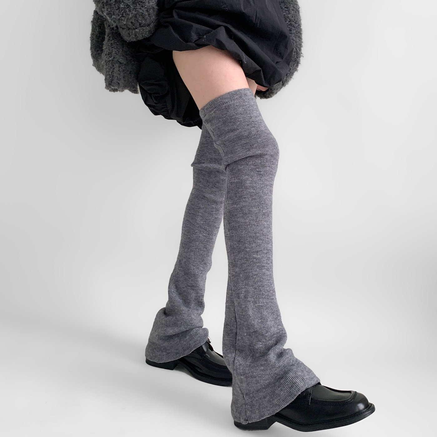 夜间教习室黑色过膝袜套女秋冬阔腿喇叭腿套长筒堆堆袜子显瘦高筒,淘宝优惠券,粉丝福利购,淘宝优惠卷