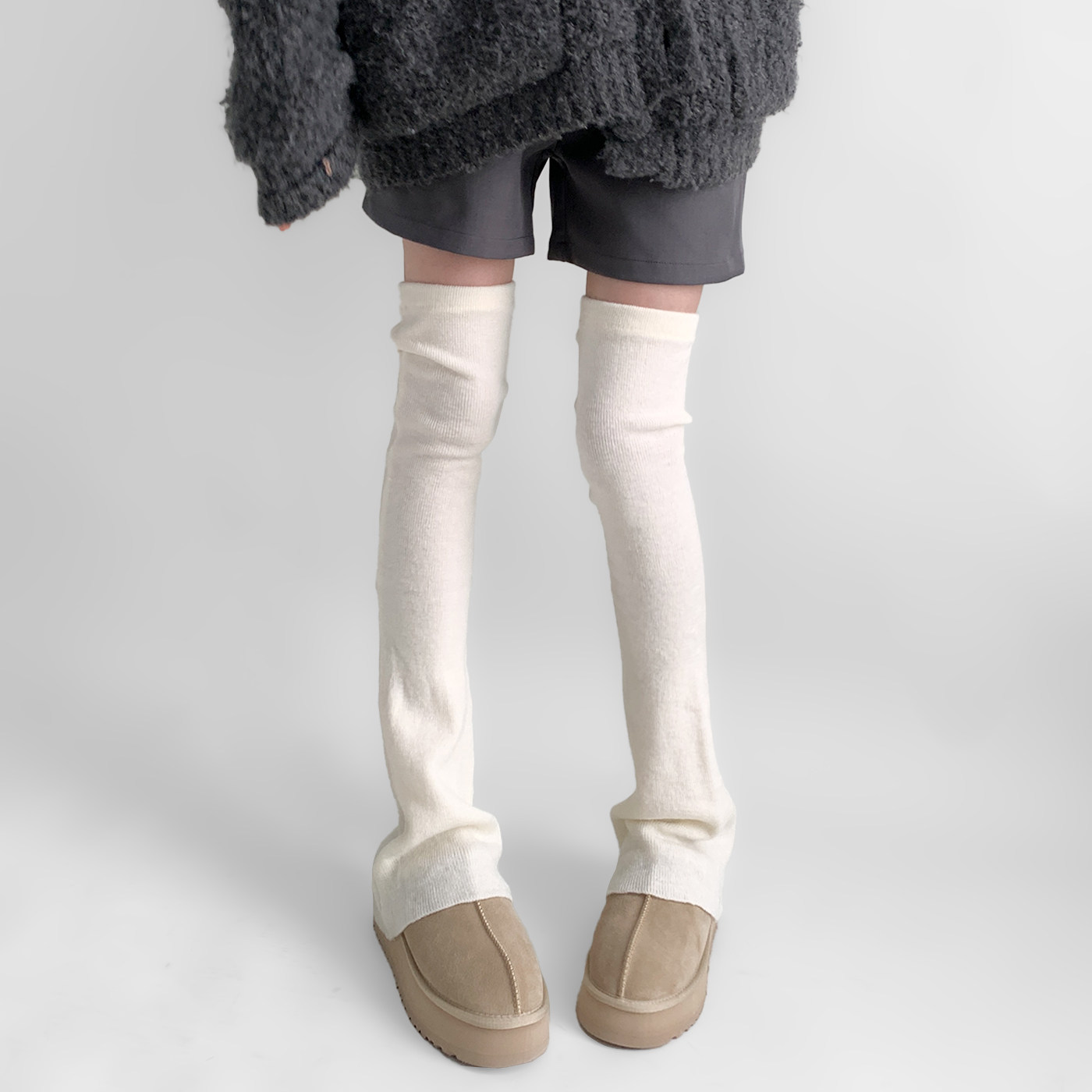 夜间教习室黑色过膝袜套女秋冬阔腿喇叭腿套长筒堆堆袜子显瘦高筒,淘宝优惠券,粉丝福利购,淘宝优惠卷