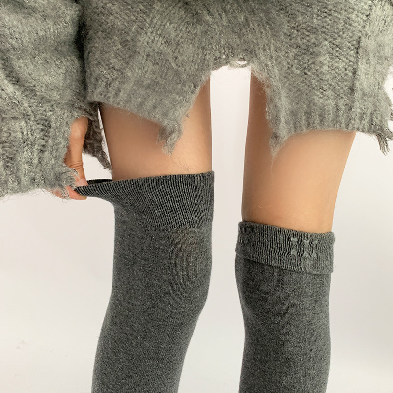 夜间教习室过膝长筒袜女春秋款防滑拼接咖色加长拼色灰色高筒袜子,淘宝优惠券,粉丝福利购,淘宝优惠卷