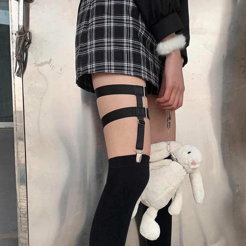 夜间教习室大腿双层腿环jk性感饰品丝袜朋克长筒袜子女过膝黑丝,淘宝优惠券,粉丝福利购,淘宝优惠卷