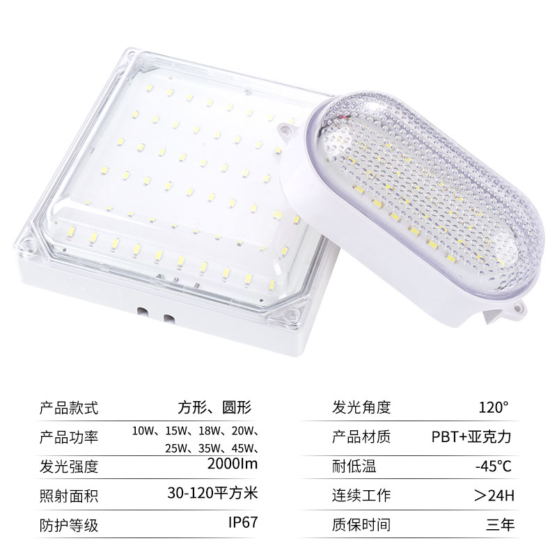 LED冷库专用灯防水防潮防爆照明10w20瓦卫生间灯具浴室低温三防灯-图2