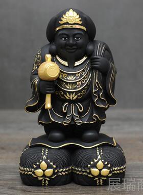 高档溪雕匠心黑大天木佛像日楠本护法神
