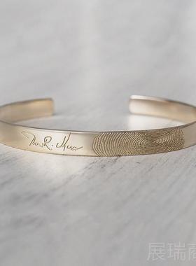 高档90纯银手镯字 私人定制 指男纹 刻 情侣男女时尚个性 士简9约