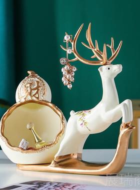 高档意麋鹿放钥创匙收纳件置物柜架现代轻奢摆玄关鞋入户进门口装