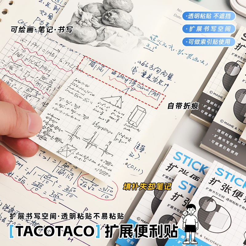 任意扩张便利贴隐形便签纸不遮挡文字学生笔记高透可折叠N次贴 - 图1