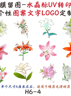 撕膜留图百合花水晶标转印贴