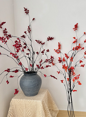 仿真南蛇藤发财果假花摆设客厅餐桌装饰品干枝插花束家居饰品摆件