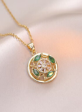 项链女可旋转花朵钛钢小众设计感简约时尚潮流百搭气质锁骨链饰品