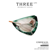 Tlife-Emerald- Ashtrays Crystal Glass Home Light Lavish Creative Advanced Living-room) Emerald
