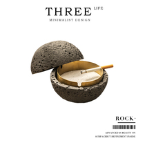 Tlife-Rock-cement ashtrays Creative personality Trend Fly Ash with lid Living room Home) The rock is