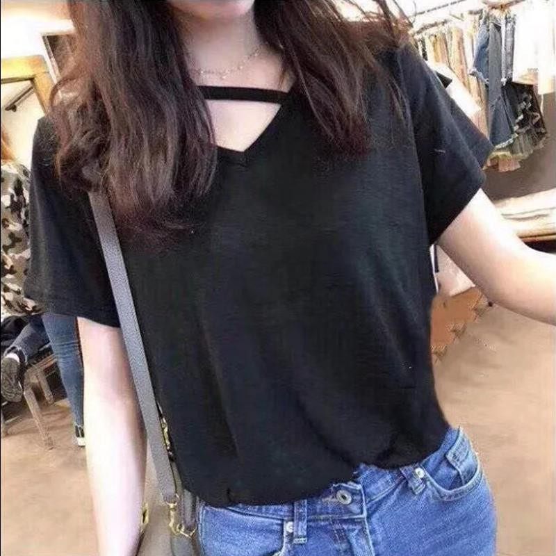 2020年新款夏季秋装竹节棉潮打底衫 韩简娜T恤