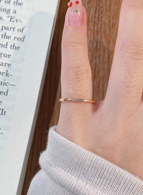 18k超窄版三钻戒指尾戒