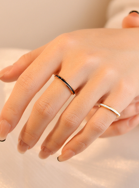 高级细版陶瓷玫瑰金情侣尾戒