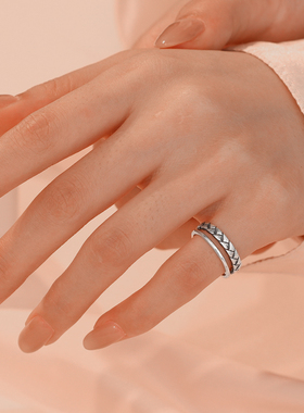 小众设计纯银麻花戒指尾戒3号4码