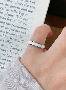 黑白陶瓷戒指18k玫瑰金