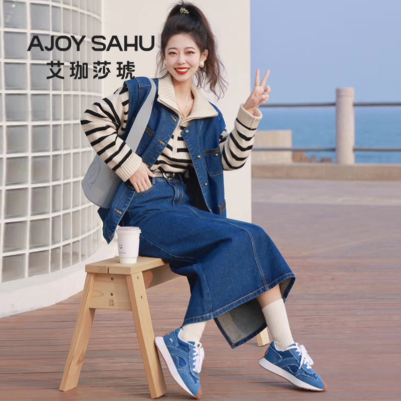 AJOY SAHU/艾珈莎琥春夏百搭休闲女鞋增高厚底拼接复古运动鞋子女 - 图0