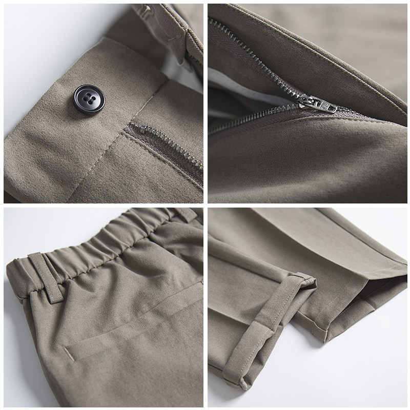 男士裤坠感商务休闲小男直筒九分裤 简质原创男装休闲裤