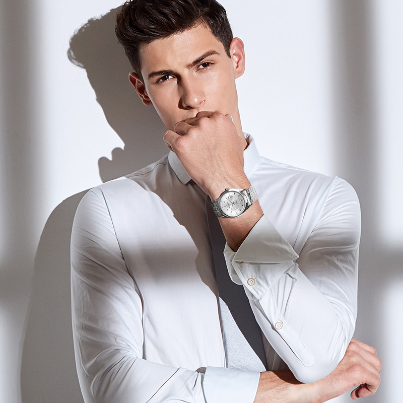 罗西尼手表男时尚潮流简约钢带学生石英表防水商务男士腕表514631