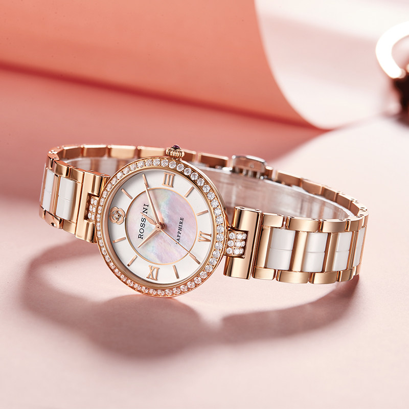 罗西尼正品女学生陶瓷女士石英表 罗西尼珠海国产腕表