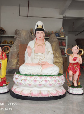 寺庙家用佛堂供奉树脂坐莲观音菩萨佛像南海送子观世音神像大摆件