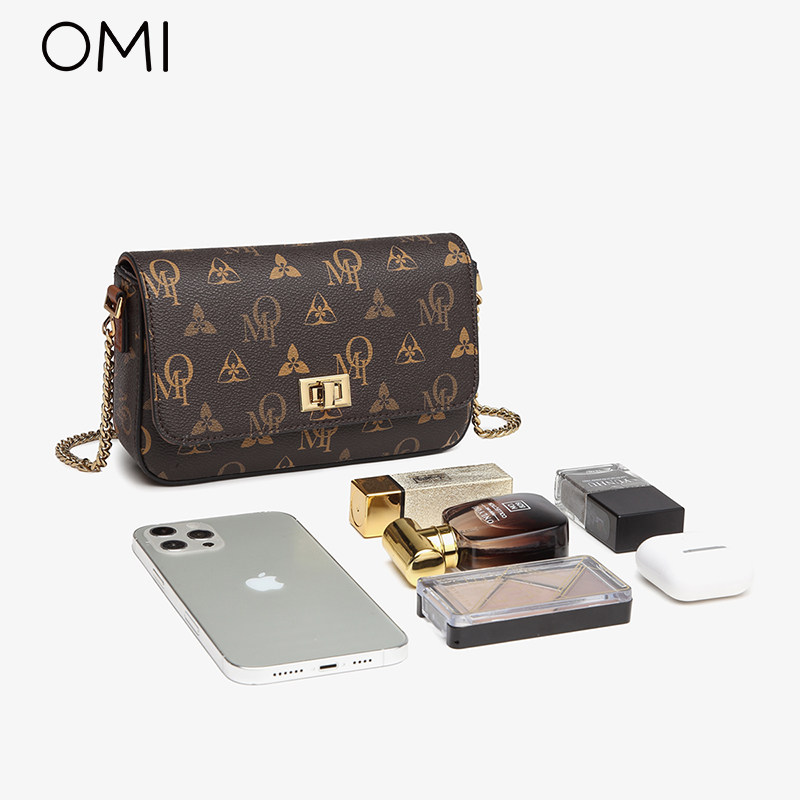 欧米2022新款潮秋冬小众老花斜挎包 omi欧米科贸女士包袋