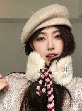 秋冬复古羊毛毛呢贝雷帽女显脸小