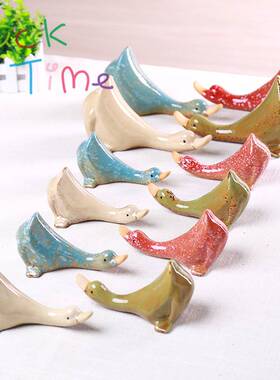 陶瓷套三吸水鸭子摆件三件套家居