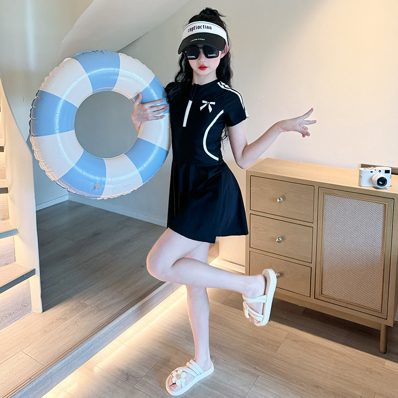 女童泳衣2025新款儿童连体裙式游泳衣10岁女大童网红公主风泳装12,淘宝优惠券,粉丝福利购,淘宝优惠卷