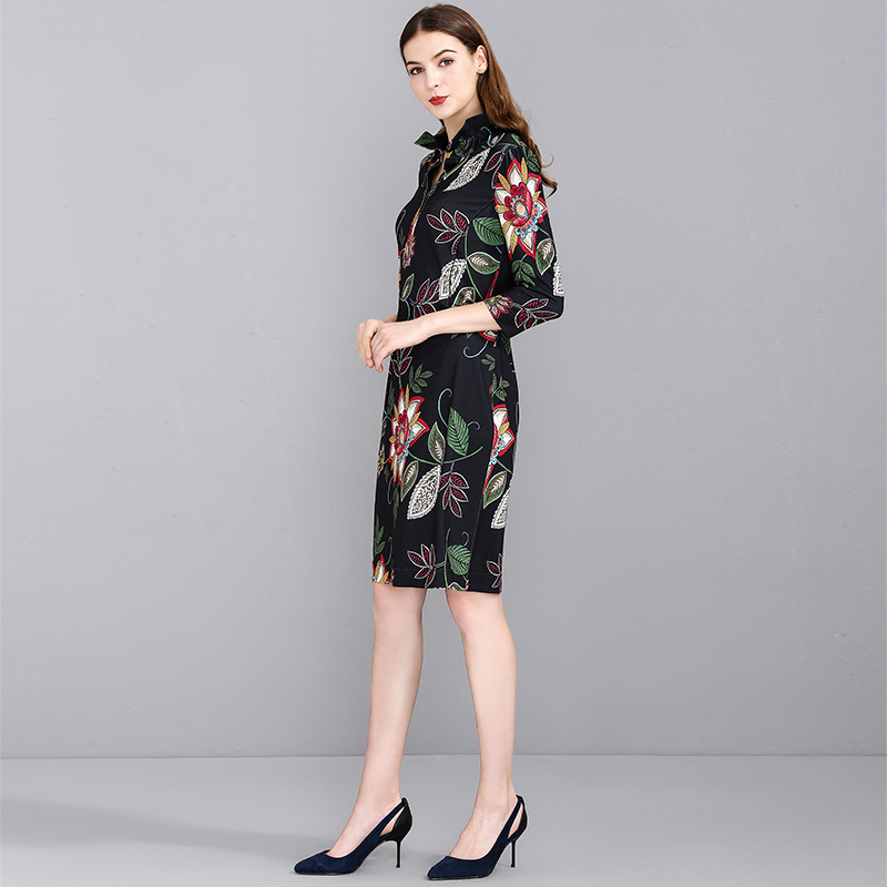 妙采旗舰店新款妈妈装春秋连衣裙 妙采中老年女装