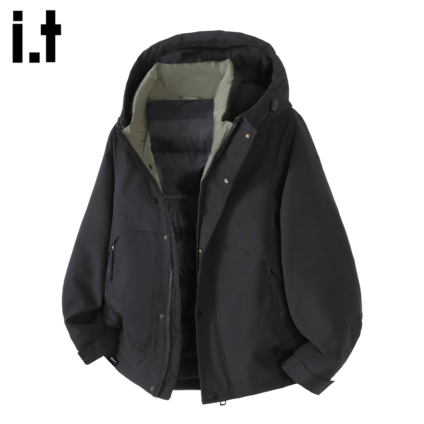 it :5cm/FIVECM时尚连帽羽绒服男士2025秋冬季高领设计感鸭绒外套 - 图1