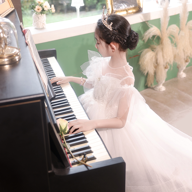 女童高端晚礼服花童婚礼小女孩主持人生日公主裙儿童钢琴演出服夏