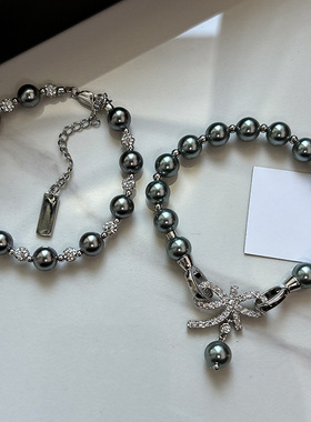 真多麻灰色珍珠蝴蝶结手链女款高端轻奢小众精致2026新款爆款配饰