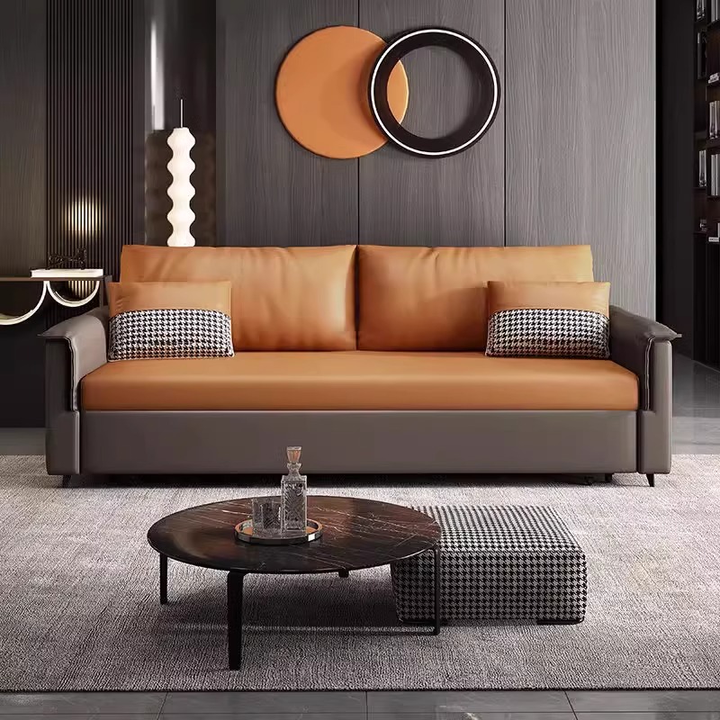 折叠两用沙发床1米5双人多功能科技布艺客厅可抽拉一体式沙发变床 - 图0