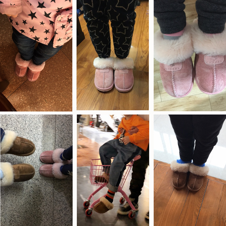 儿童羊毛拖鞋可爱冬天保暖防滑男女小孩亲子款宝宝皮毛一体棉拖鞋