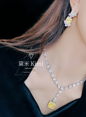 品牌设计仿真钻石满钻晚宴项链