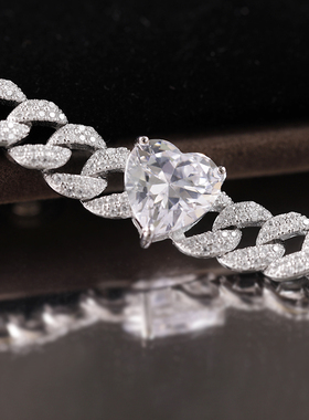 嘻哈潮牌925纯银高碳古巴ins手链