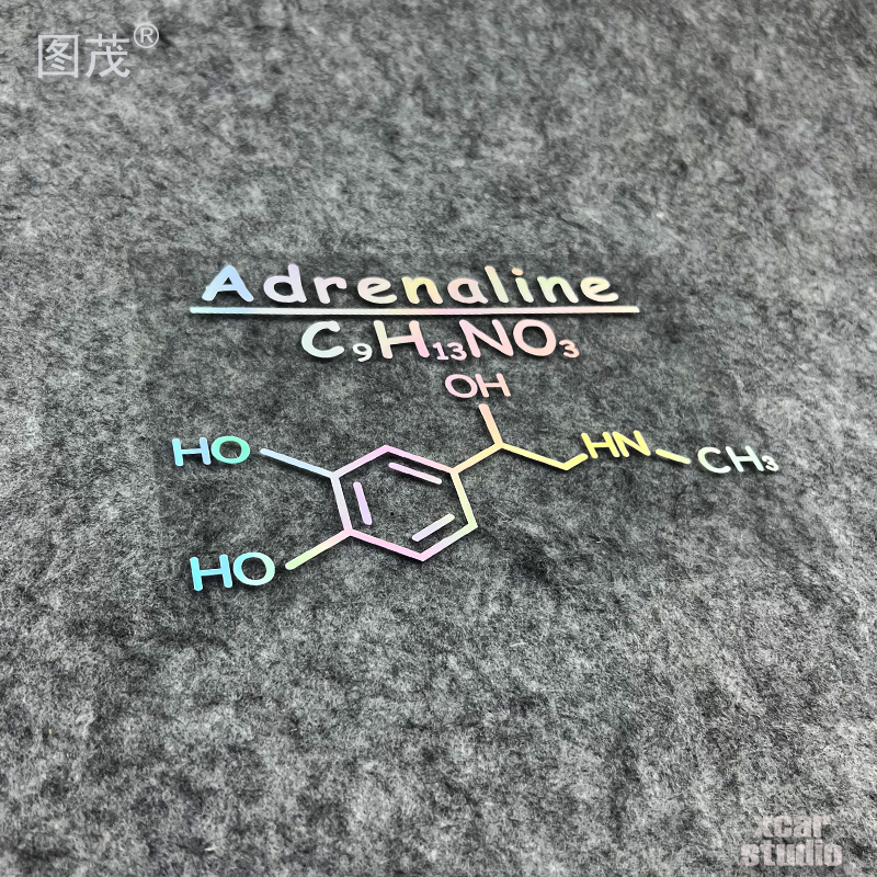 保命神剂肾上激素化学分子式贴纸汽车电动车电脑箱包贴防水防晒贴-图1