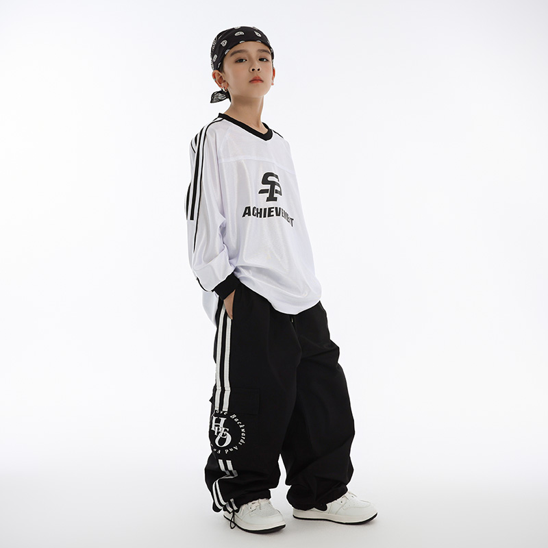 嘻哈儿童街舞潮服套装男女童复古上衣裤子少儿hiphop童装表演出服
