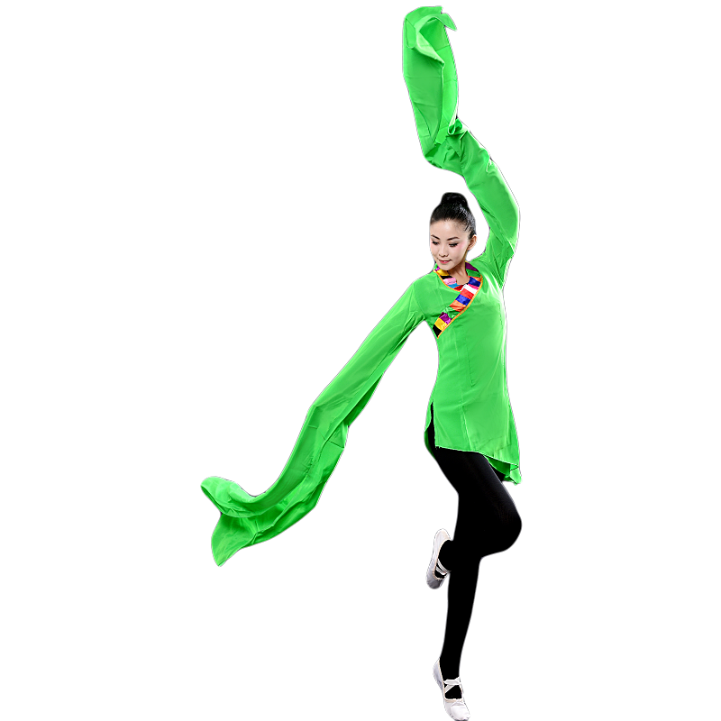 藏族锅庄舞蹈服装连体水袖练功服 芭缇蝶民族服装/舞台装