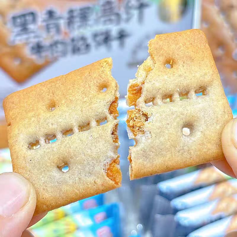 纳滋宝黑青稞牛肉馅饼干418g高纤薄饼干饱腹代餐休闲零食独立包装 - 图1