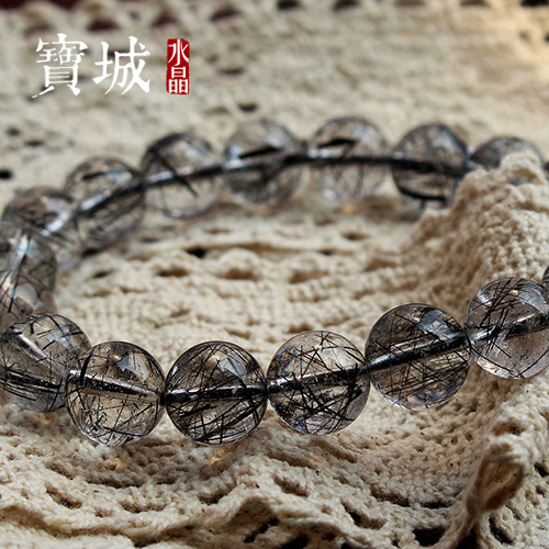 天然黑发晶散珠圆珠串珠 DIY手工水晶手链项链饰品配件材料半成品 - 图2