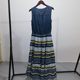 Summer denim vest dress long skirt sleeveless cake skirt waist slimming spliced ​​striped elastic belt
