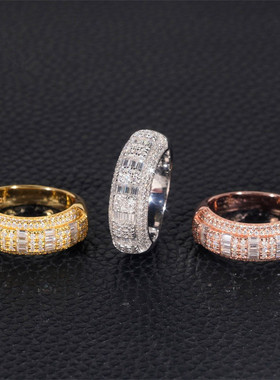 S925银镶D色VVS莫桑石圈戒