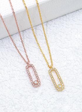 S925银D色莫桑钻满镶吊坠项链