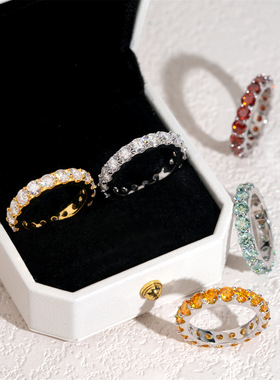 4mmD色VVS莫桑钻S925银戒指