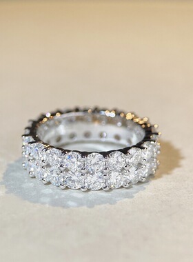 S925莫桑钻10分满镶D色戒指