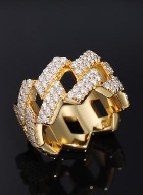 925银朋克莫桑钻菱形戒指可刻字