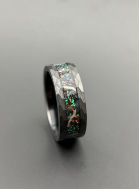 瑞典M铁陨石镶嵌戒指新款阿勒泰铁陨石指环天外来客天铁戒指